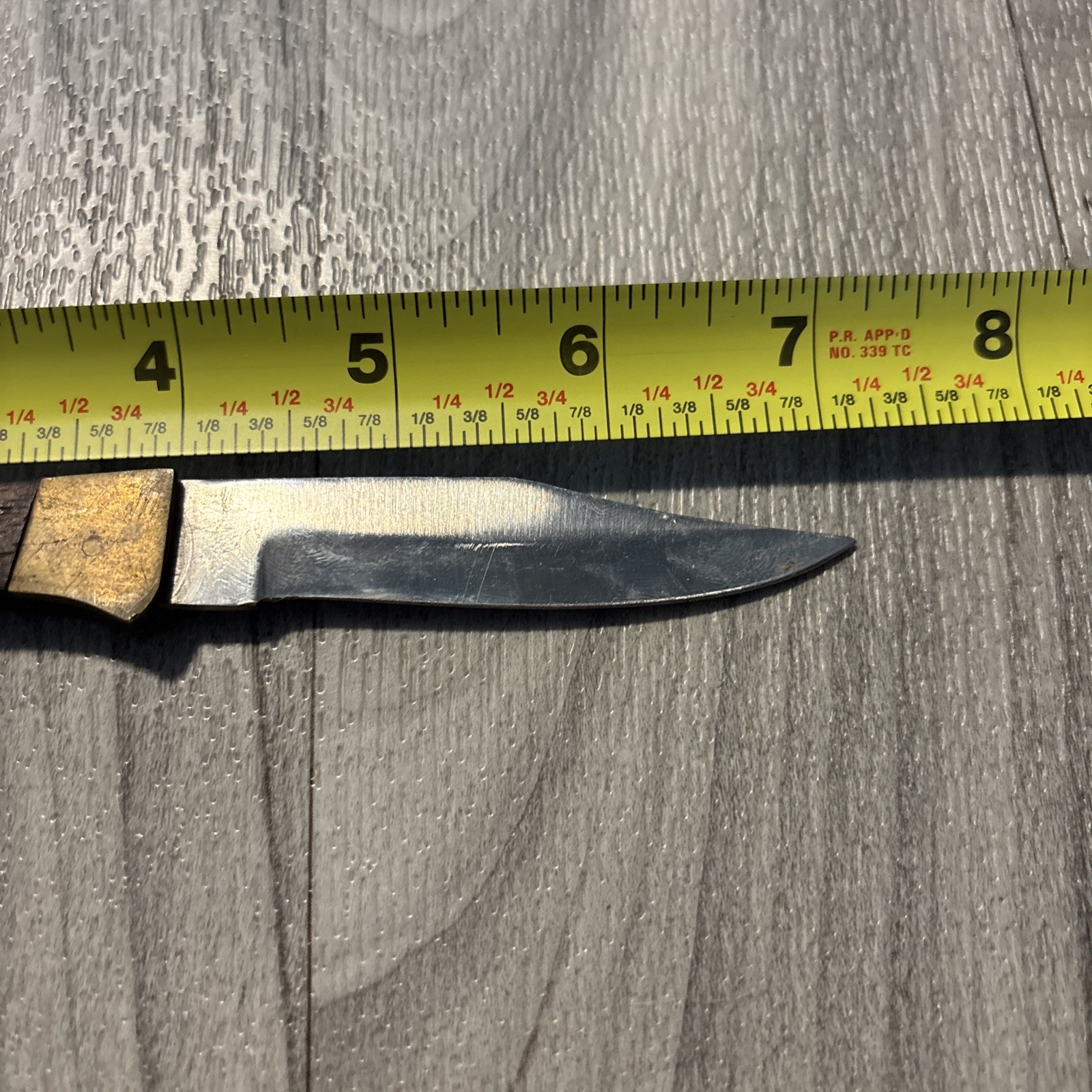 Vintage 3.5″ Lockblade Knife w/Brass & wood Handle, good Condition unbranded