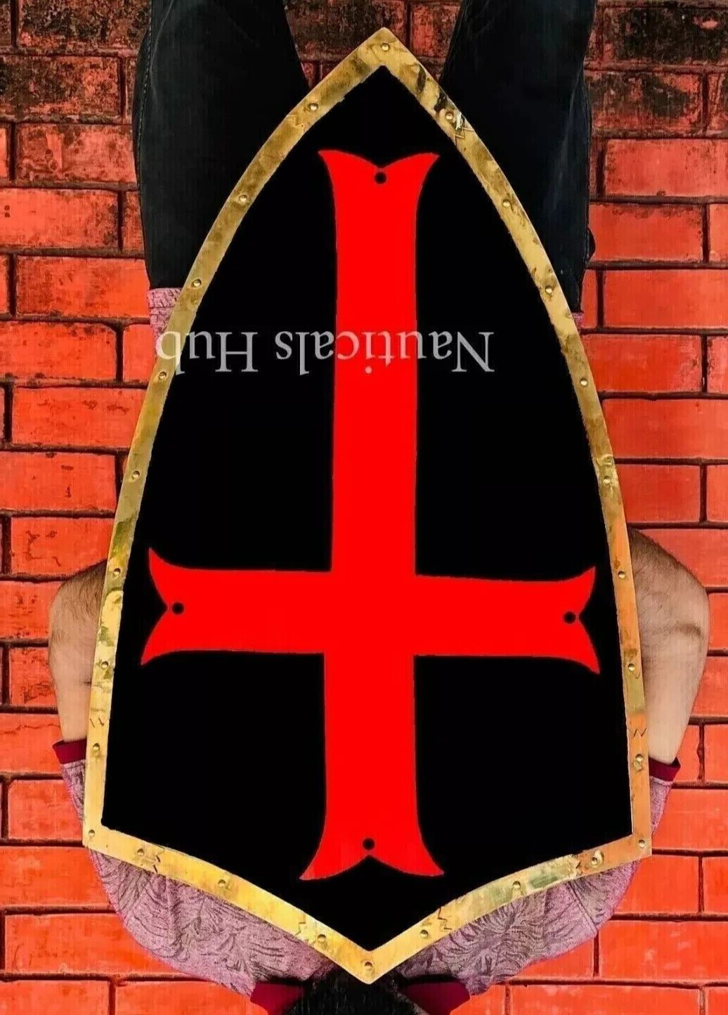 Medieval Templar Knight Red Cross Battle Cosplay Reproduction armor shield