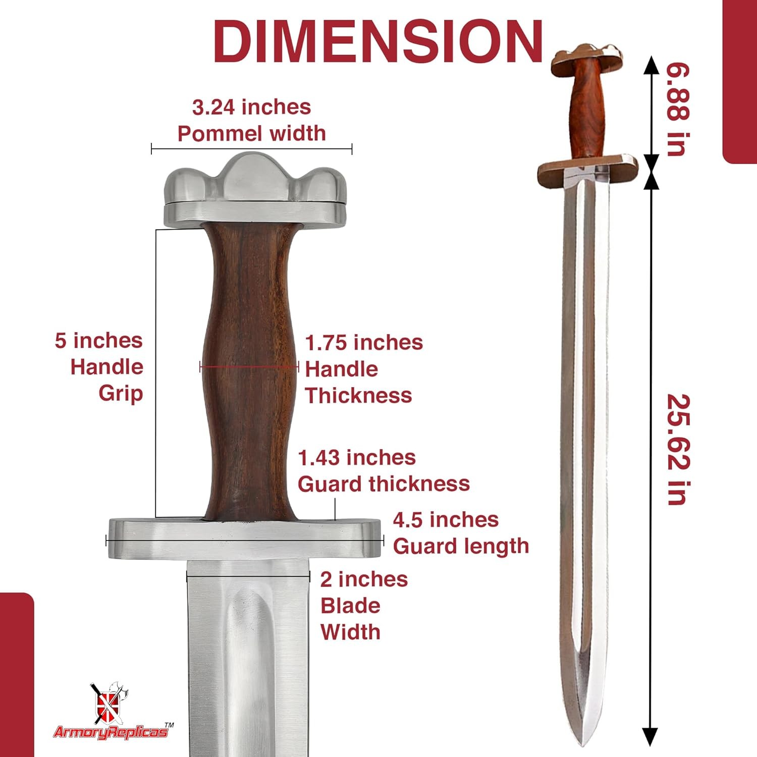 Full Tang Viking Sword w/ High Carbon Tempered Hand Forged Carbon Steel