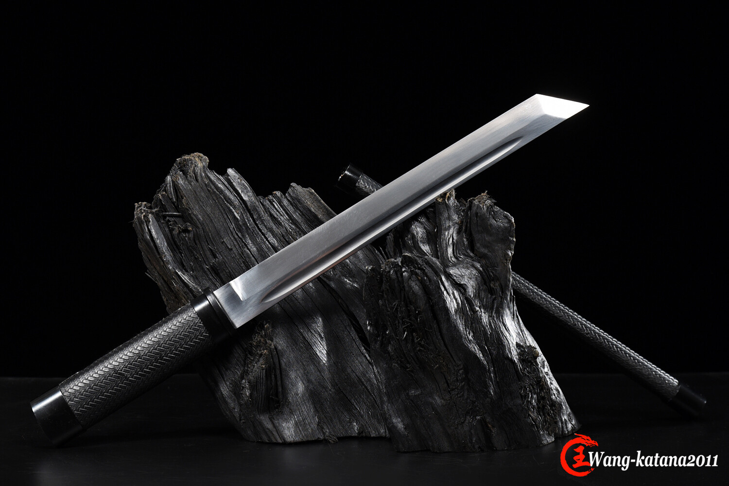 18»Tanto 9260 Steel Mini Katana Self-defence Japanese Samurai Black Short Sword