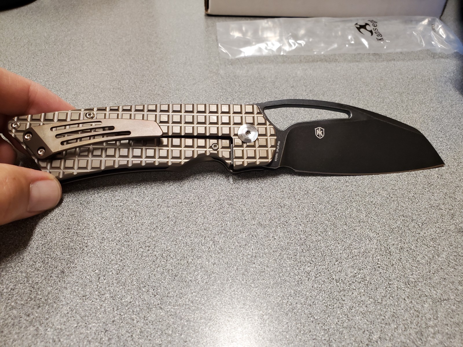 Kansept Goblin XL K1016W1 Pocketknife CPM S35VN Wharncliffe Bronze Titanium