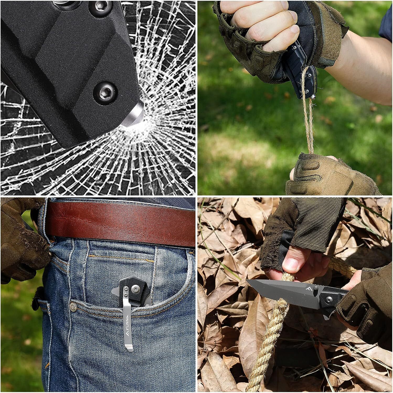 FLISSA Folding Pocket Knife Tactical Knife Tanto Blade w/Liner Lock Pocket Clip