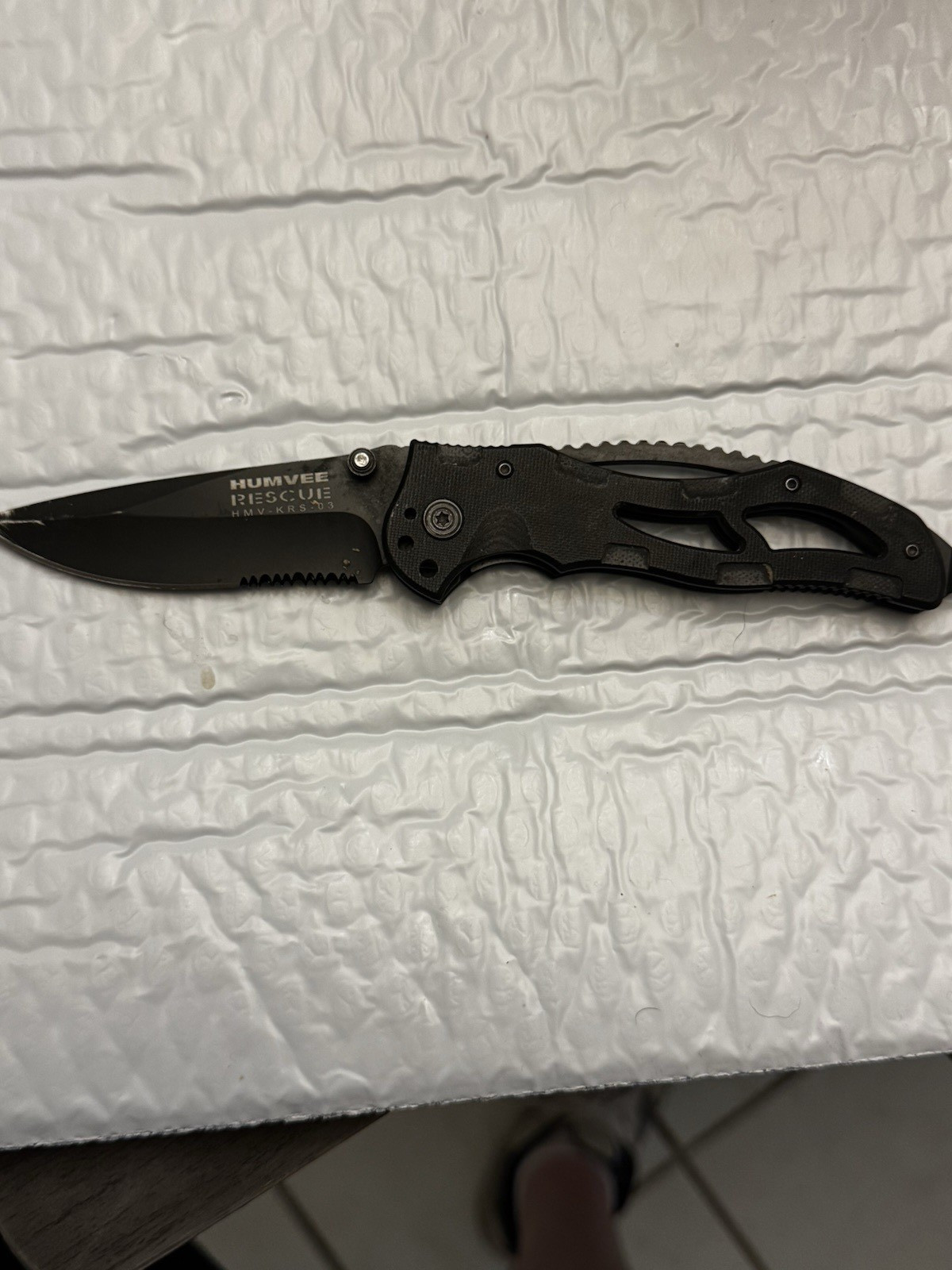 Humvee Rescue H.M.V.-KRS-03 Black Pocketknife SS Combo Drop Liner 2.76-4in