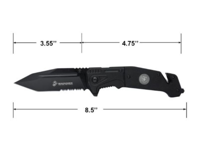 8.5″» USMC Black Blade Spring Assisted Folding Knife