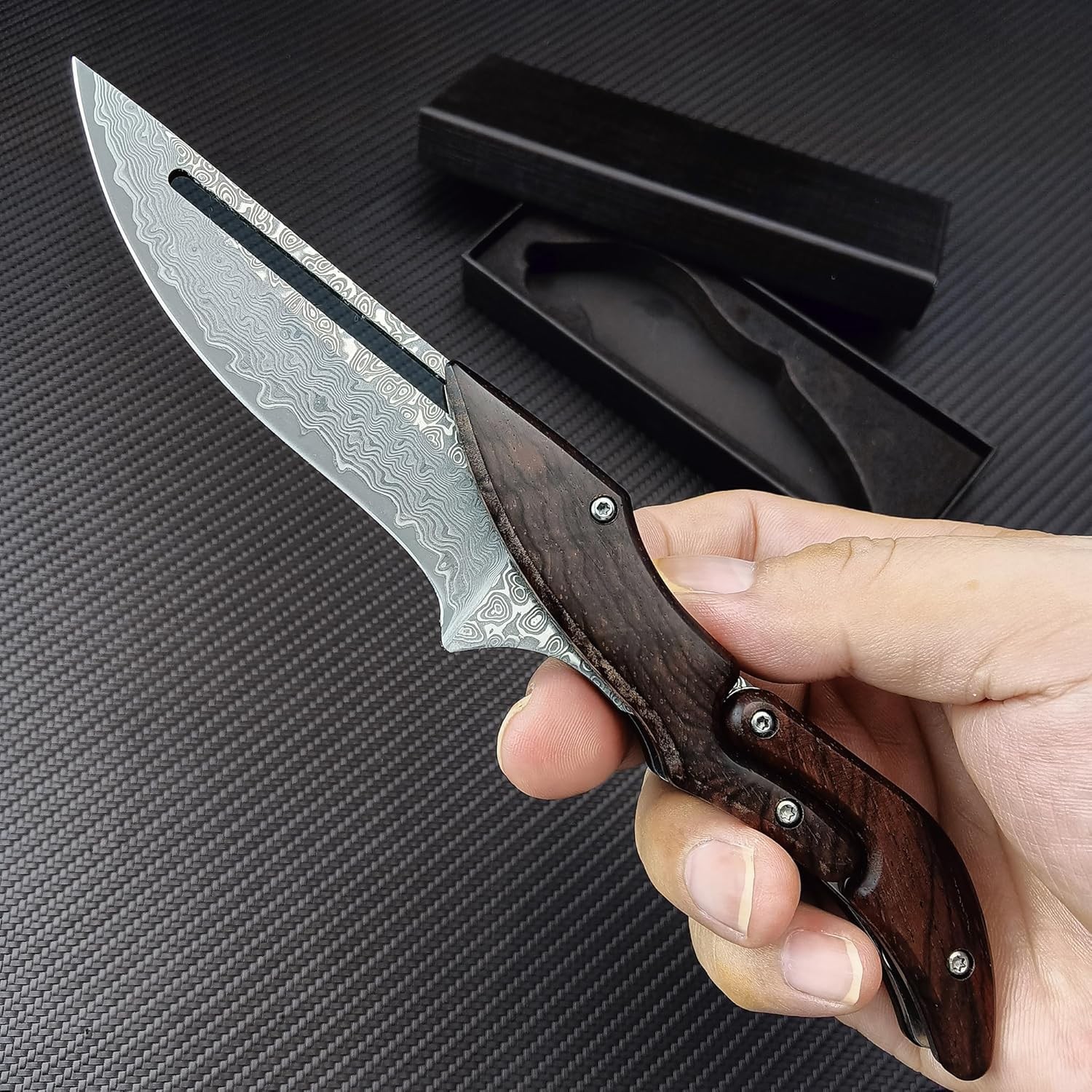 VG10 Damascus Knife Mechanical Folding Knife Fixed Blade Outdoor Tool Knife