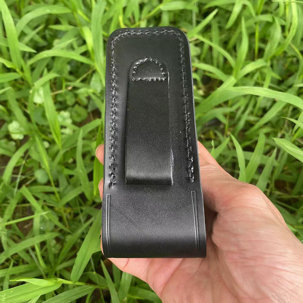 5″ Vintage Black Leather Sheath Pouch for 110 Pocket Folding Knife