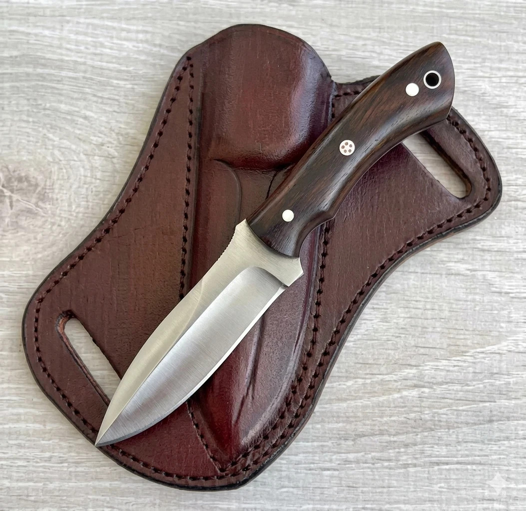 9″ Fixed Blade Hunting Knife Full Tang Rosewood Handle Bushcraft w/ Scout Sheath