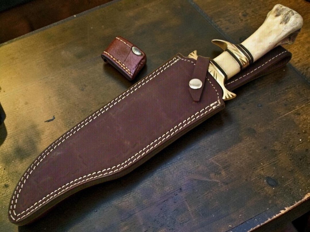 Custom Handmade Damascus Steel 15 Inches Bowie Knife – Hunting Knife Bone Knife.