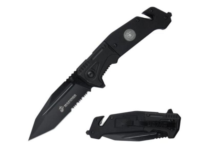 8.5″» USMC Black Blade Spring Assisted Folding Knife
