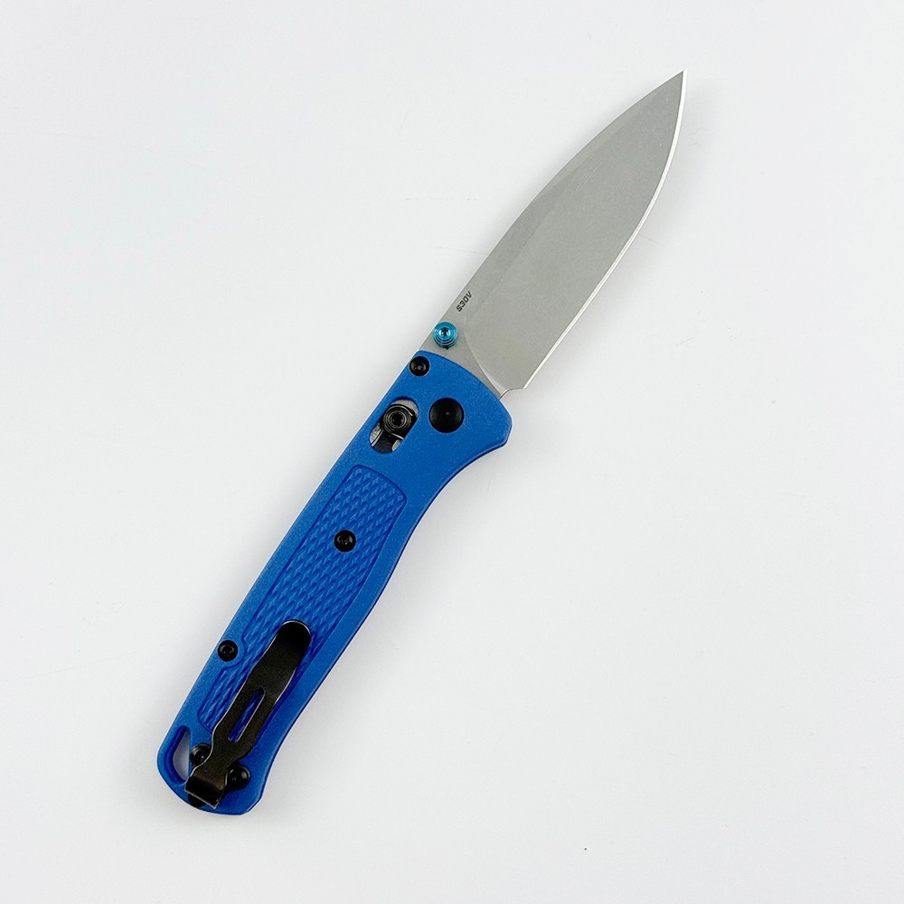 Benchmade Knives Bugout 535 CPM-S30V Steel Blue Grivory Handle Folding Knife