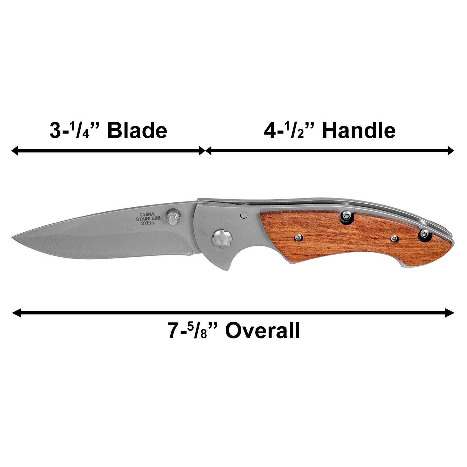 Drop Point 7.63″ Blade Folding Pocket Knife – Manual Assist, Stainless Steel EDC