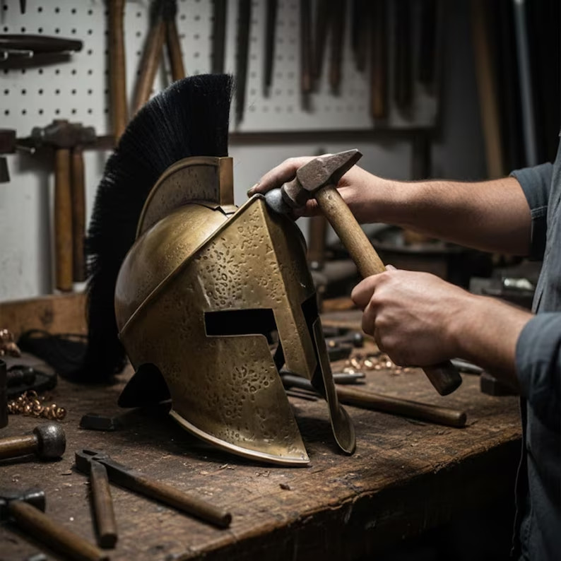 Handmade Spartan King Leonidas Helmet- 300 Movie Replica Greek Warrior Armor