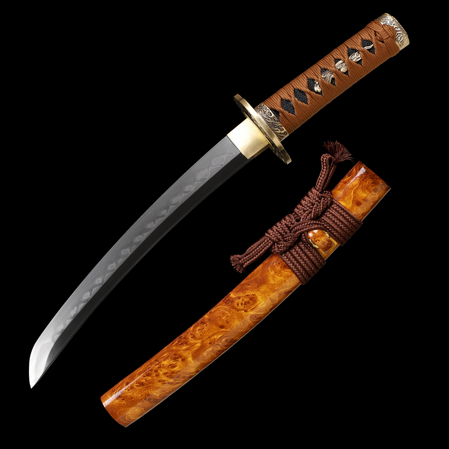20» Clay Tempered L6 Steel Real Hamon Japanese Samurai Tanto Sword Short Katana