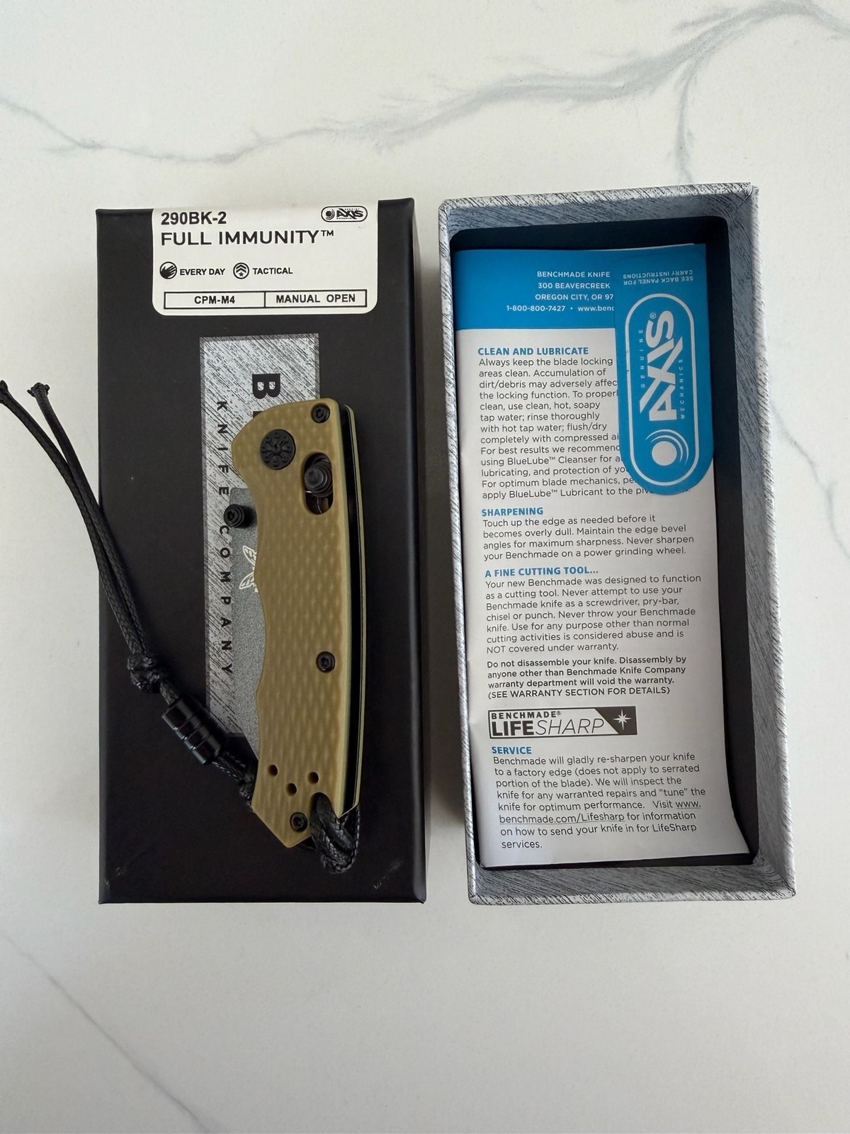Benchmade Full Immunity 290BK-2 Tactical Pocket Knife CPM-M4 Tan