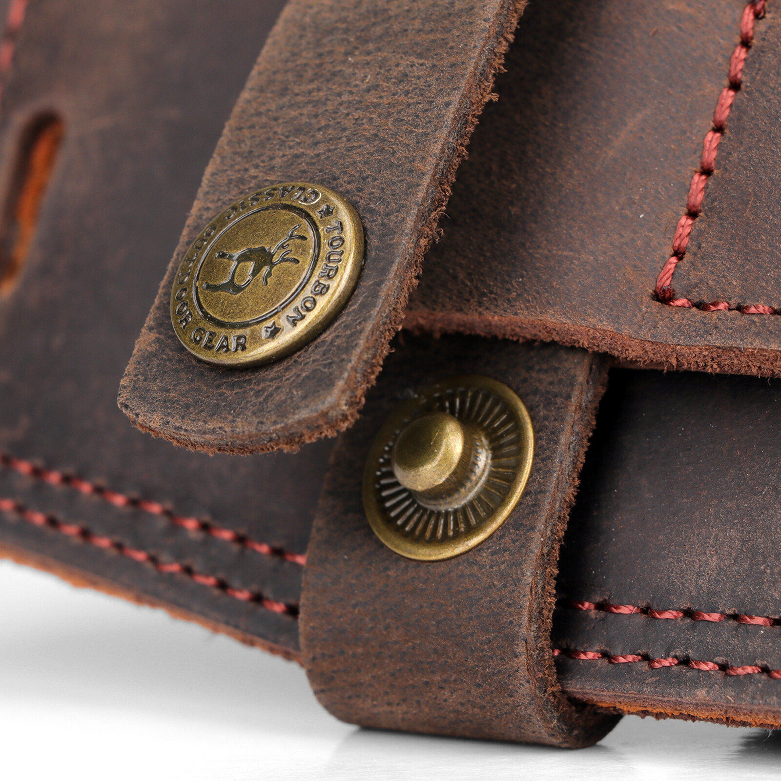 TOURBON Survival Leather Tracker Knife Sheath Horizontal Belt Holster with Pouch