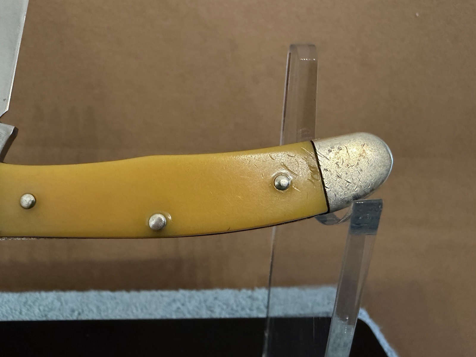 Owl Head Trapper Pocket Knife Yellow VINTAGE Solingen Germany NICE CONDITION!!