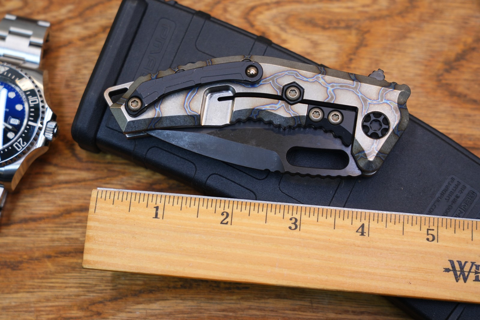 Heretic Knives Medusa V3 Manual Flipper MagnaCut DLC Titanium Handle S/N 00199