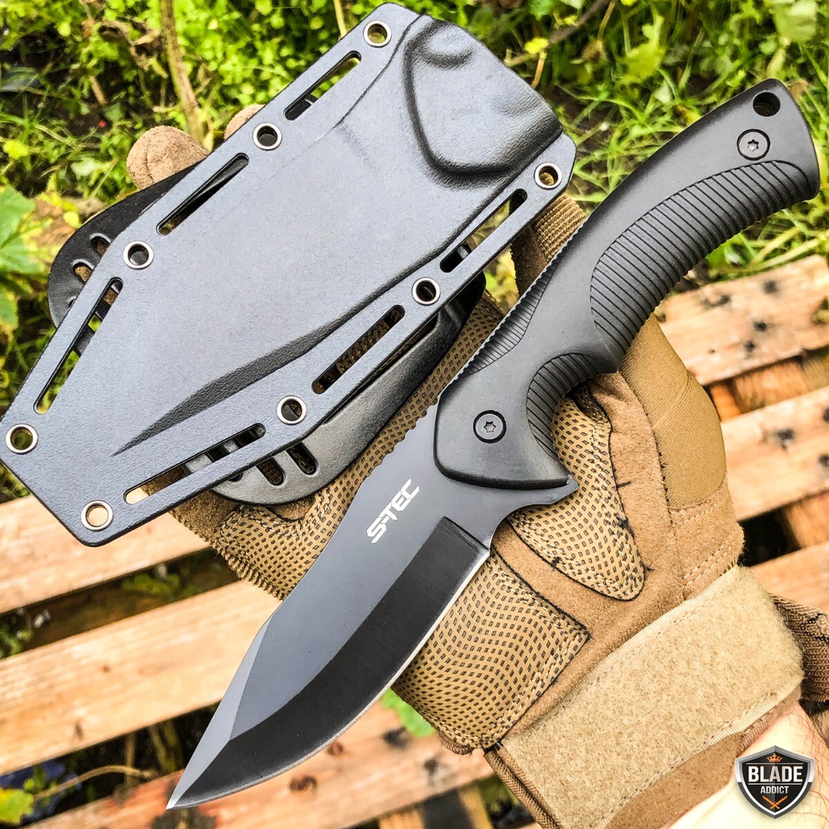 9″ Military Tactical FIXED BLADE Survival Hunting Combat KNIFE w/ Kydex Sheath