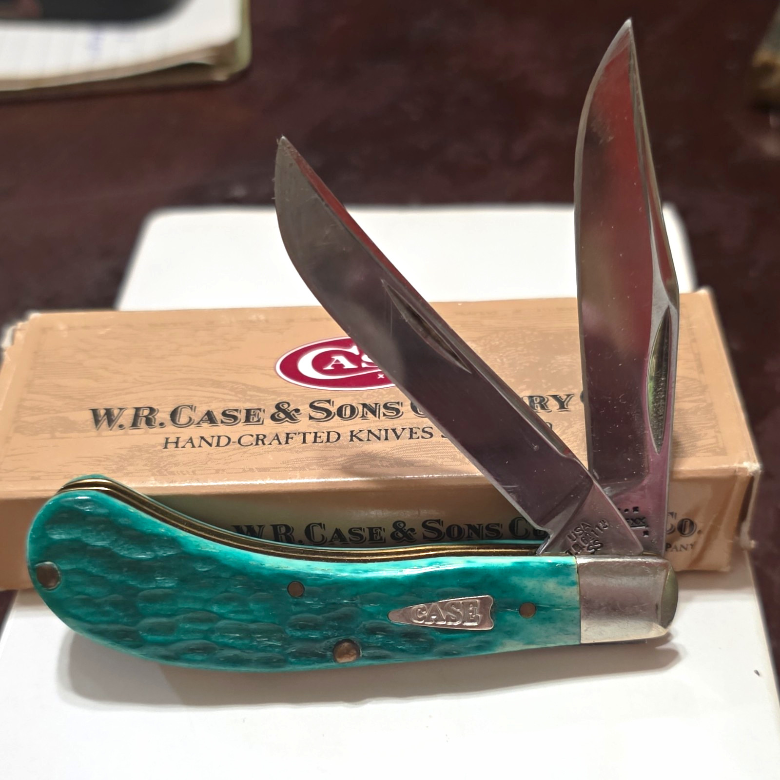 Case XX 6254 2-Blade Slipjoint Pocketknife, Stainless, Green Bone Handle