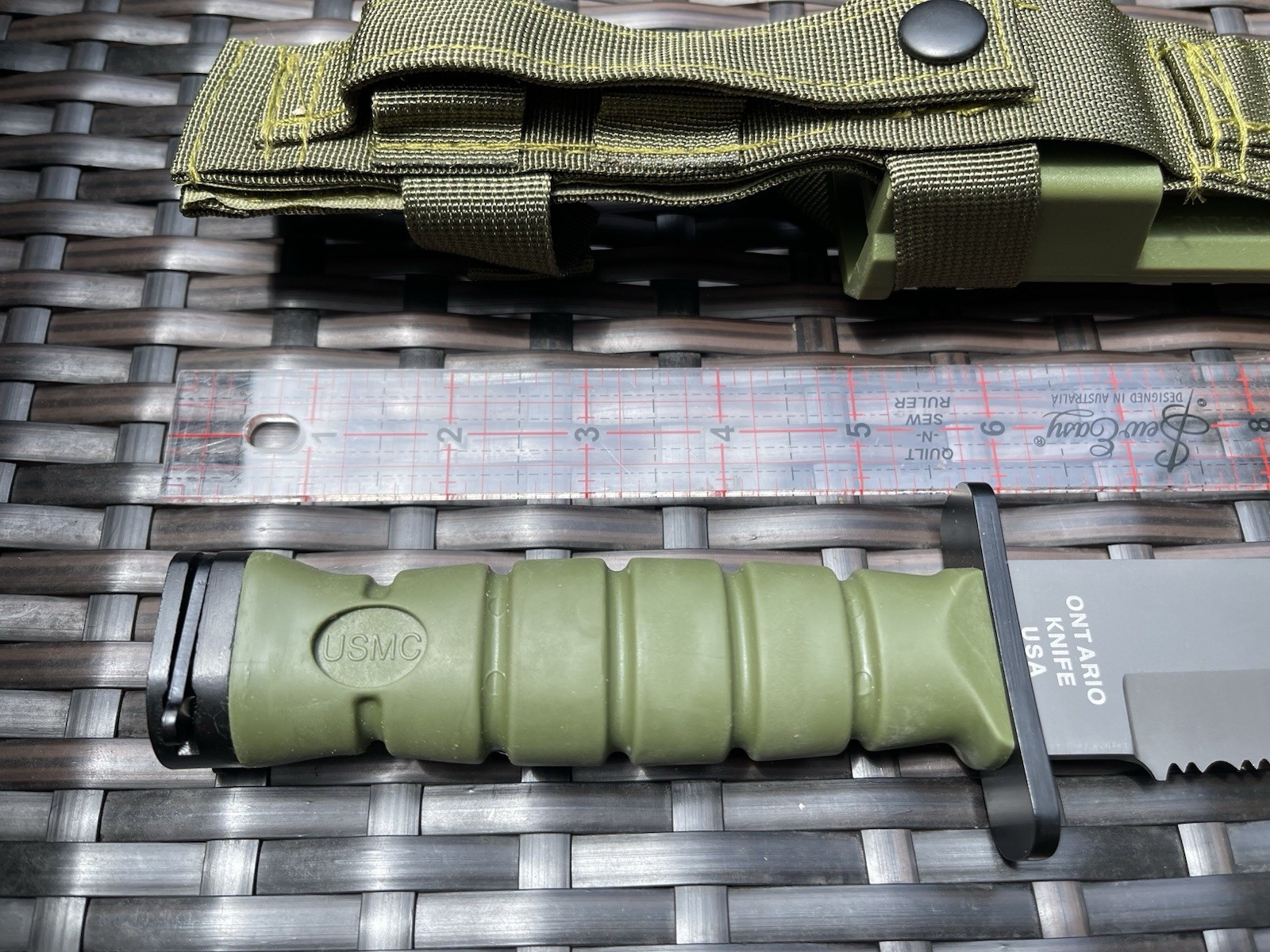 Ontario Knife OKC3S USMC Combat 8″ Blade and Scabbard Green