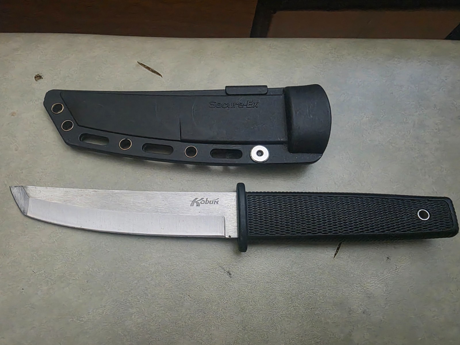 Kobun China Fixed Blade Tanto Knife w/ Hard Plastic Sheath Cold Steel Style