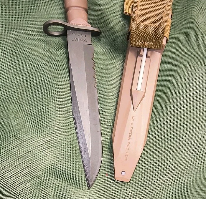 Vintage OKC3S OKC-3S Knife USMC Marine Corps Bayont Ontario Knife Co & Scabbard