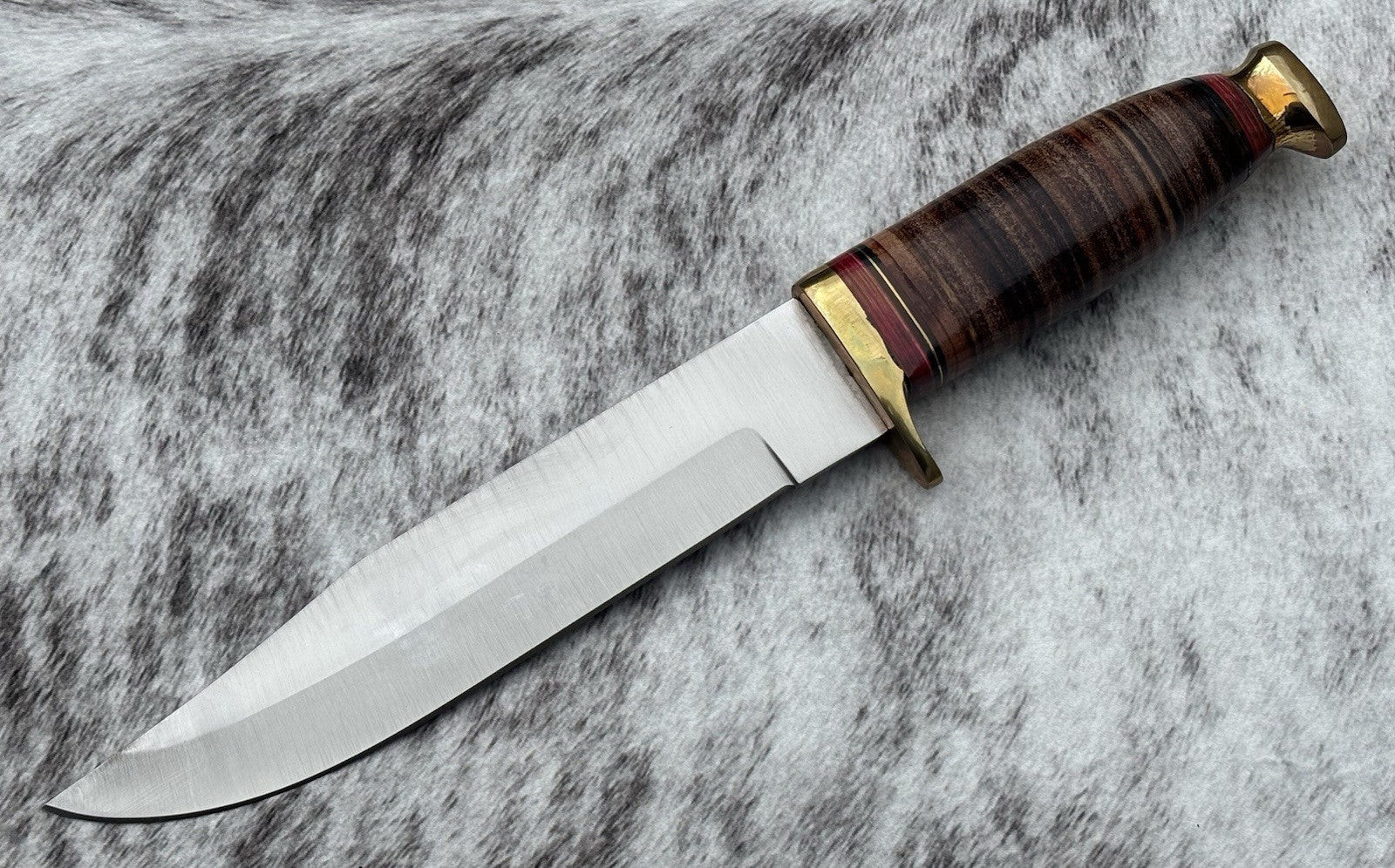 12″ Kbar Style Combat Knife Military Marines Chrome Blade Leather Handle