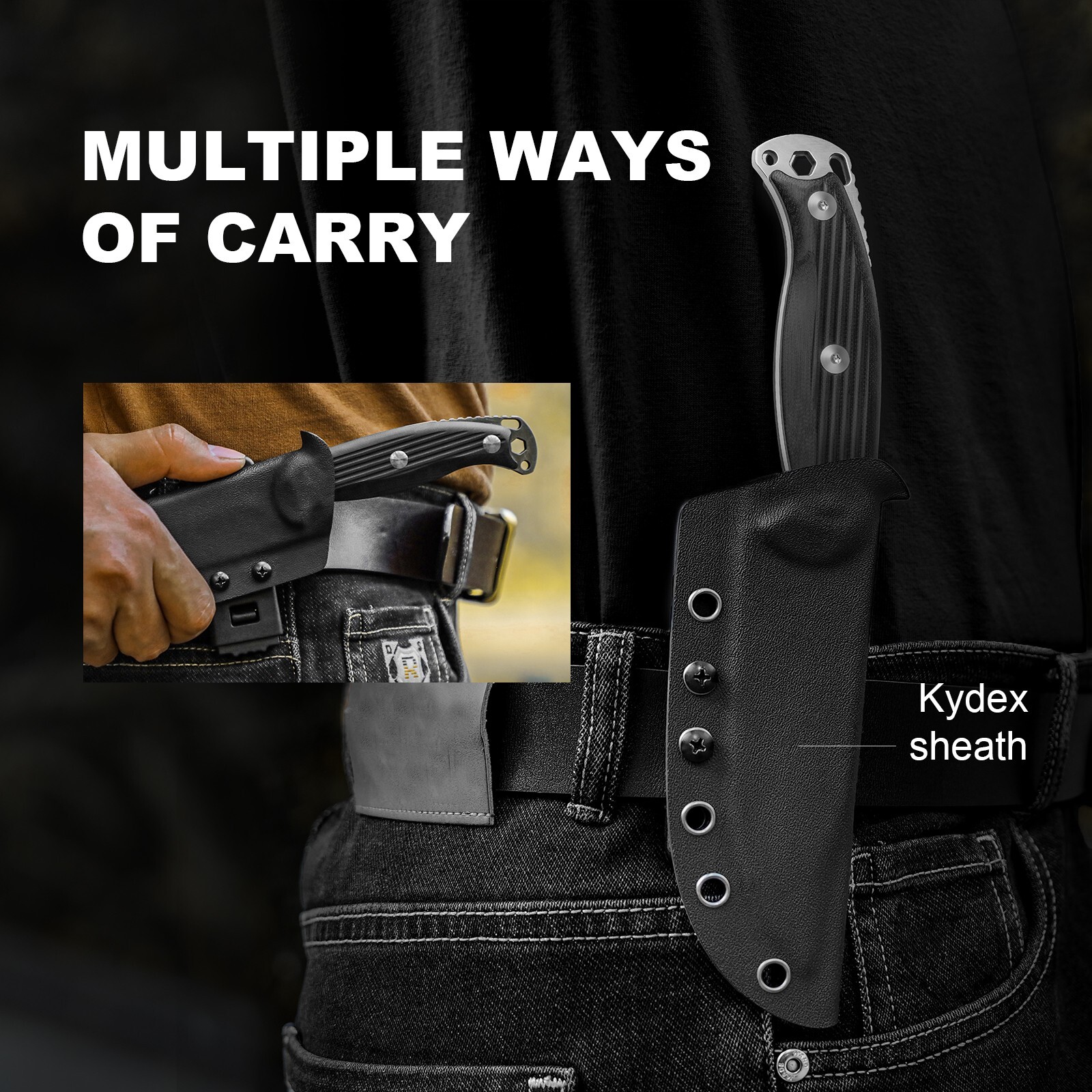 Kizer Ursa Major Clip Point Pocket Fixed Knife AEB-L Blade G10 Handle + Sheath