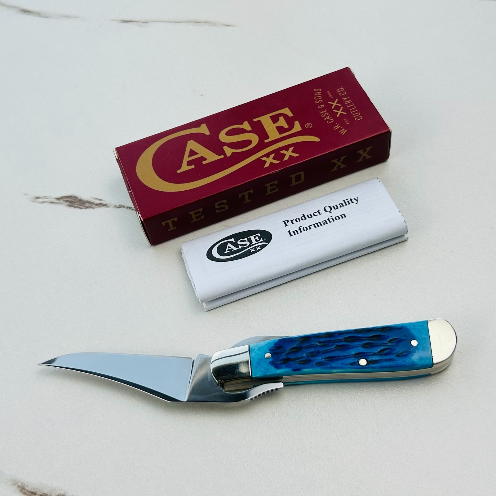 Case xx RussLock Mediterranean Blue Pocket Worn Bone Handle Single Blade 51859