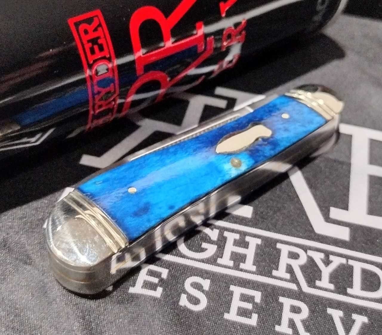 Rough Ryder Reserve Hog Leg Peanut Blue Bone D2 Tool Steel Pocket Knife RRR049