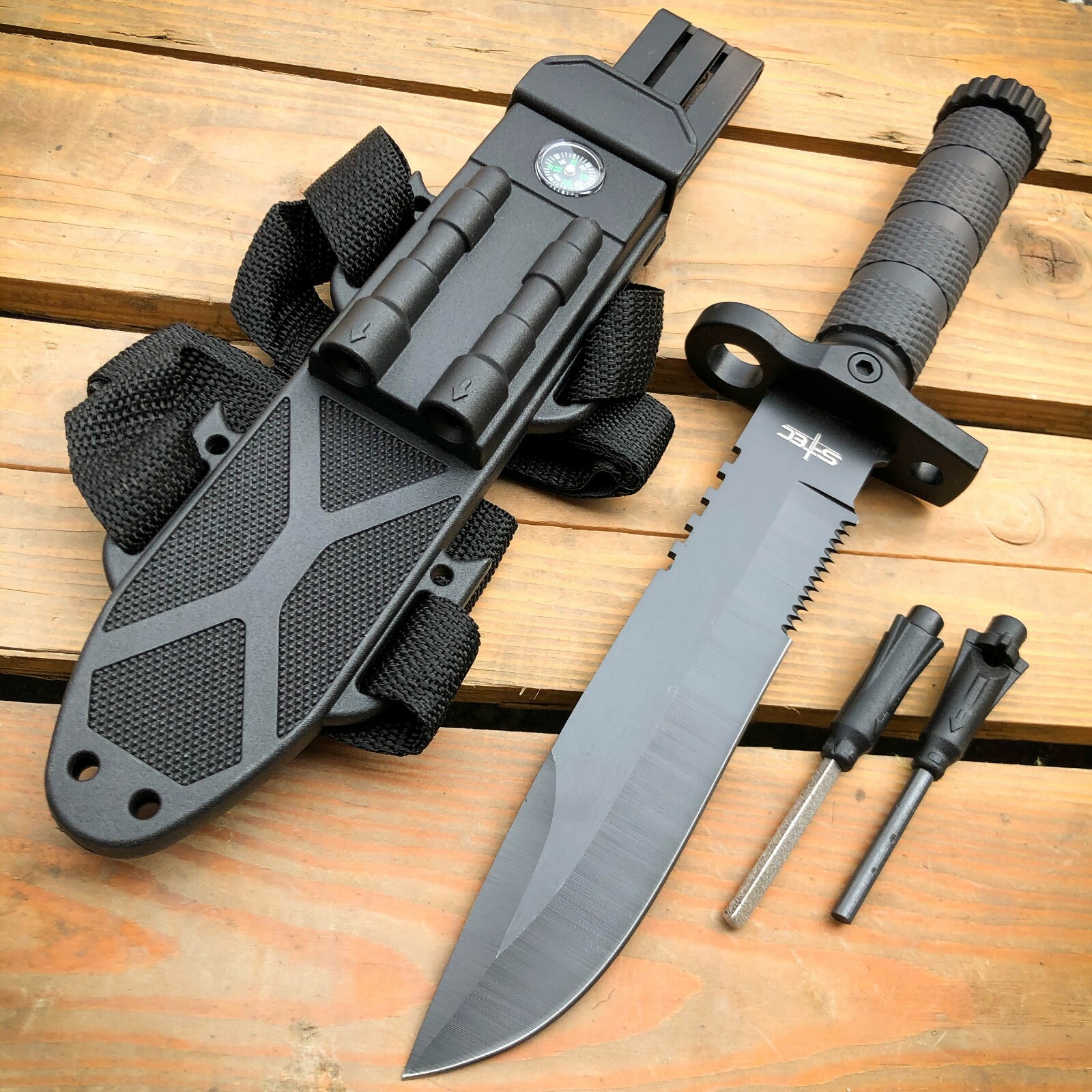 12.5″ FIXED BLADE MILITARY TACTICAL Hunting Army SURVIVAL Knife w Fire Starter