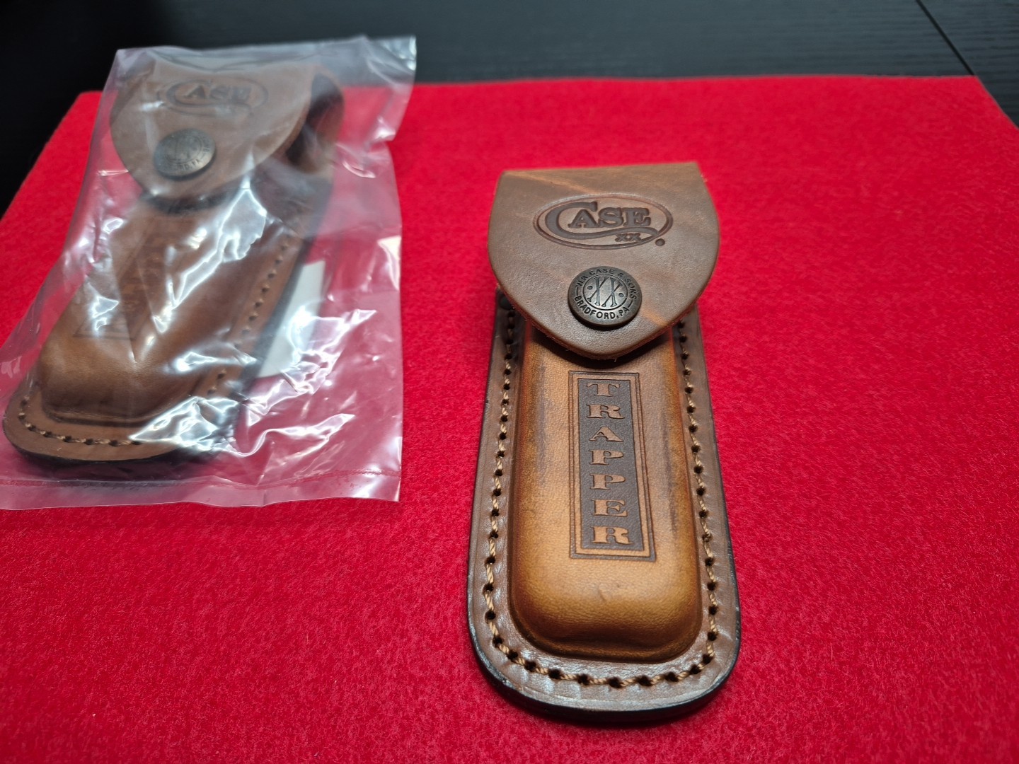 Case Trapper Brown Leather Sheath Case for Folding Pocket Knife XX USA 980