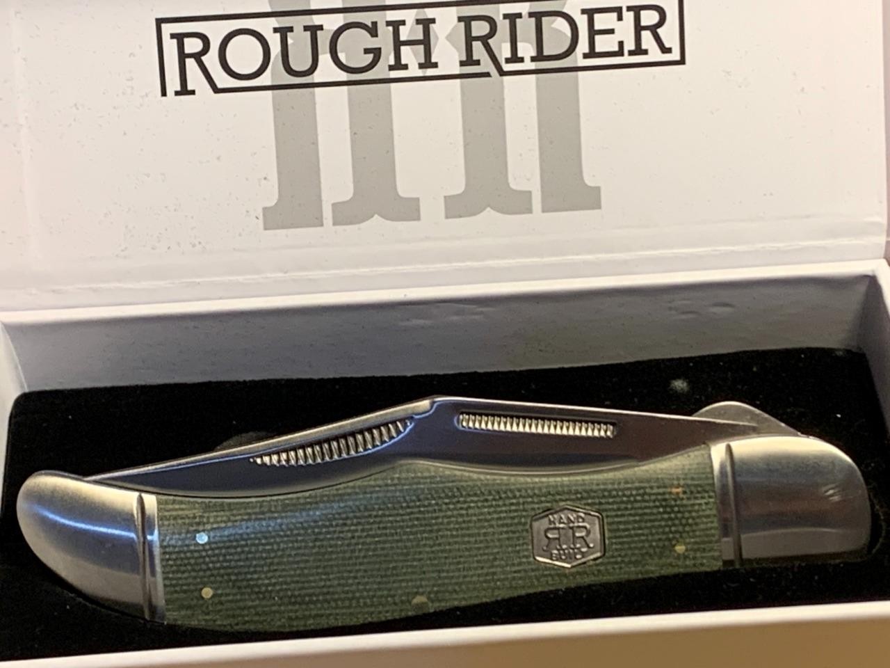 Rough Rider Green Canvas Micarta Folding Hunter 5 1/4″ Pocket Knife RR1994