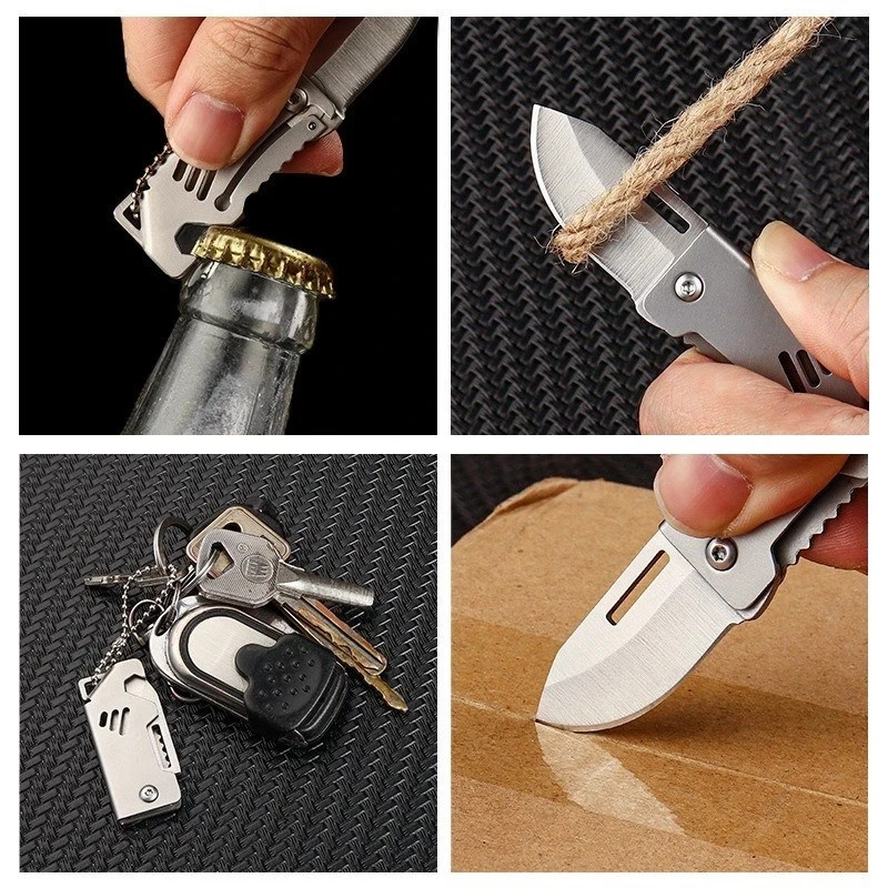 Mini EDC Foldable Pocket Knife Keychain Survival Tool Bottle Opener || US SELLER