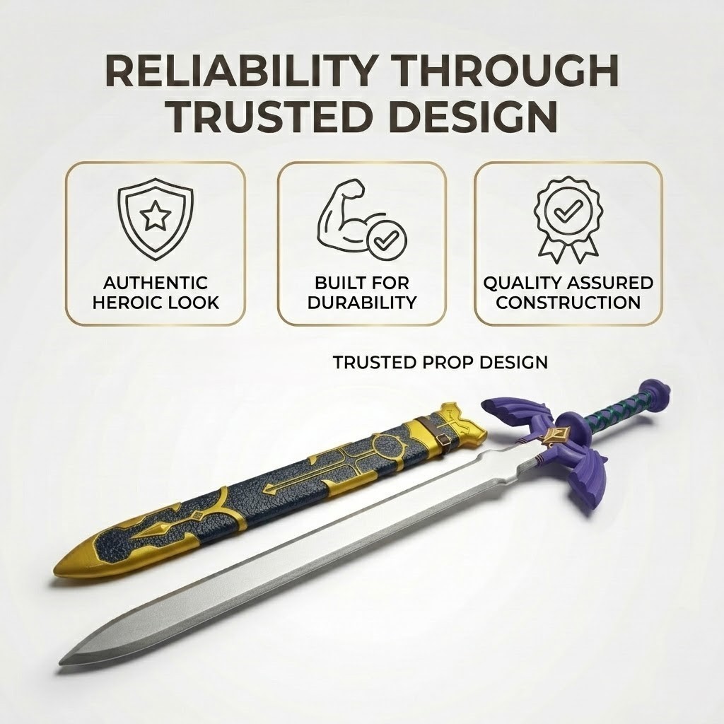 37″ Link’s Foam Master Sword with Plastic Scabbard for Cosplay