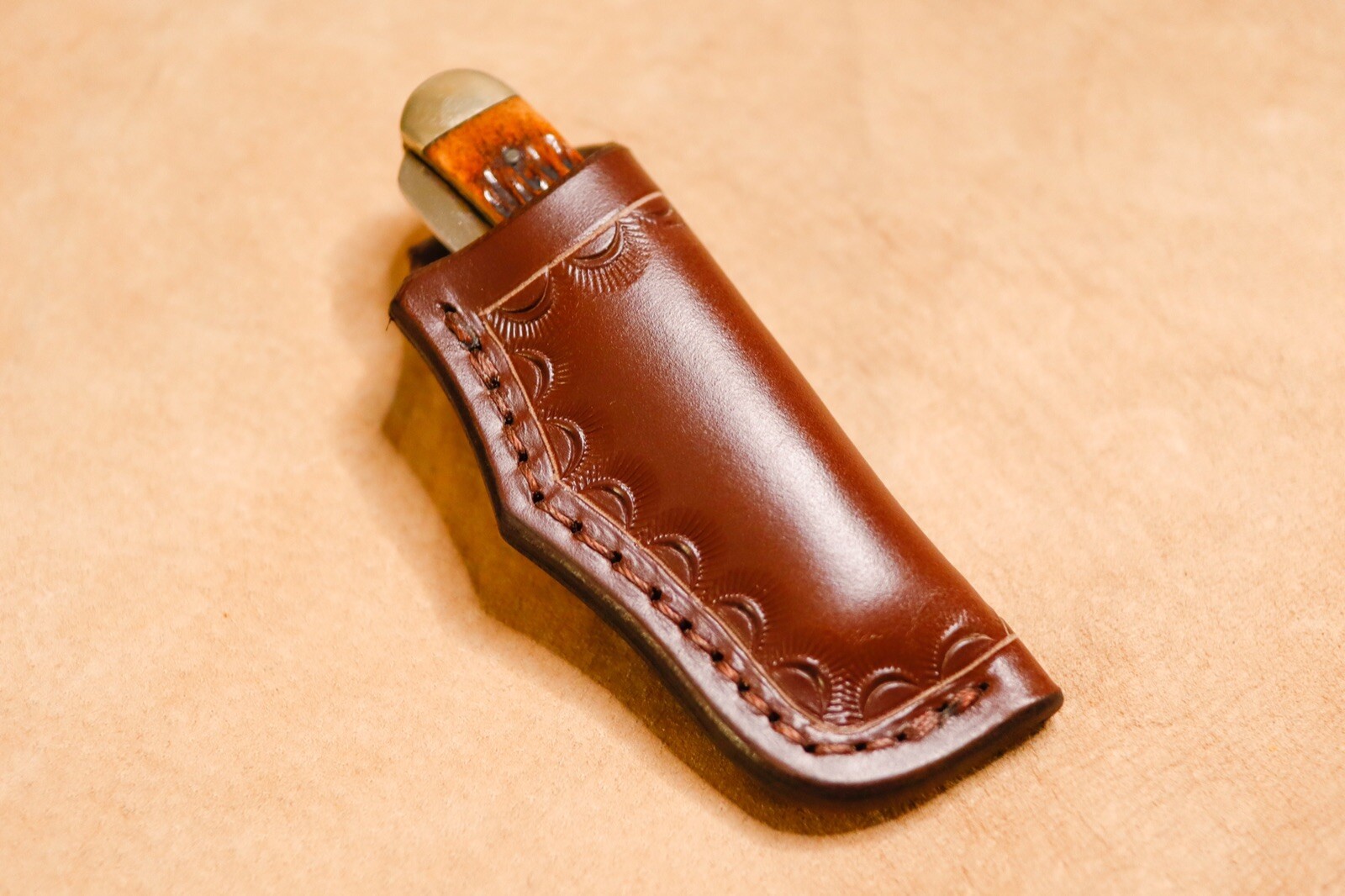 Custom Leather Sheath for 4″ Trapper