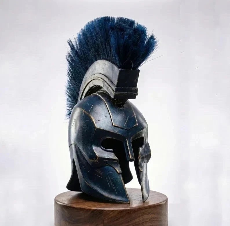 King Agamemnon Greek Warrior Helmet Replica Metal Spartan Trojan Armor Helmet