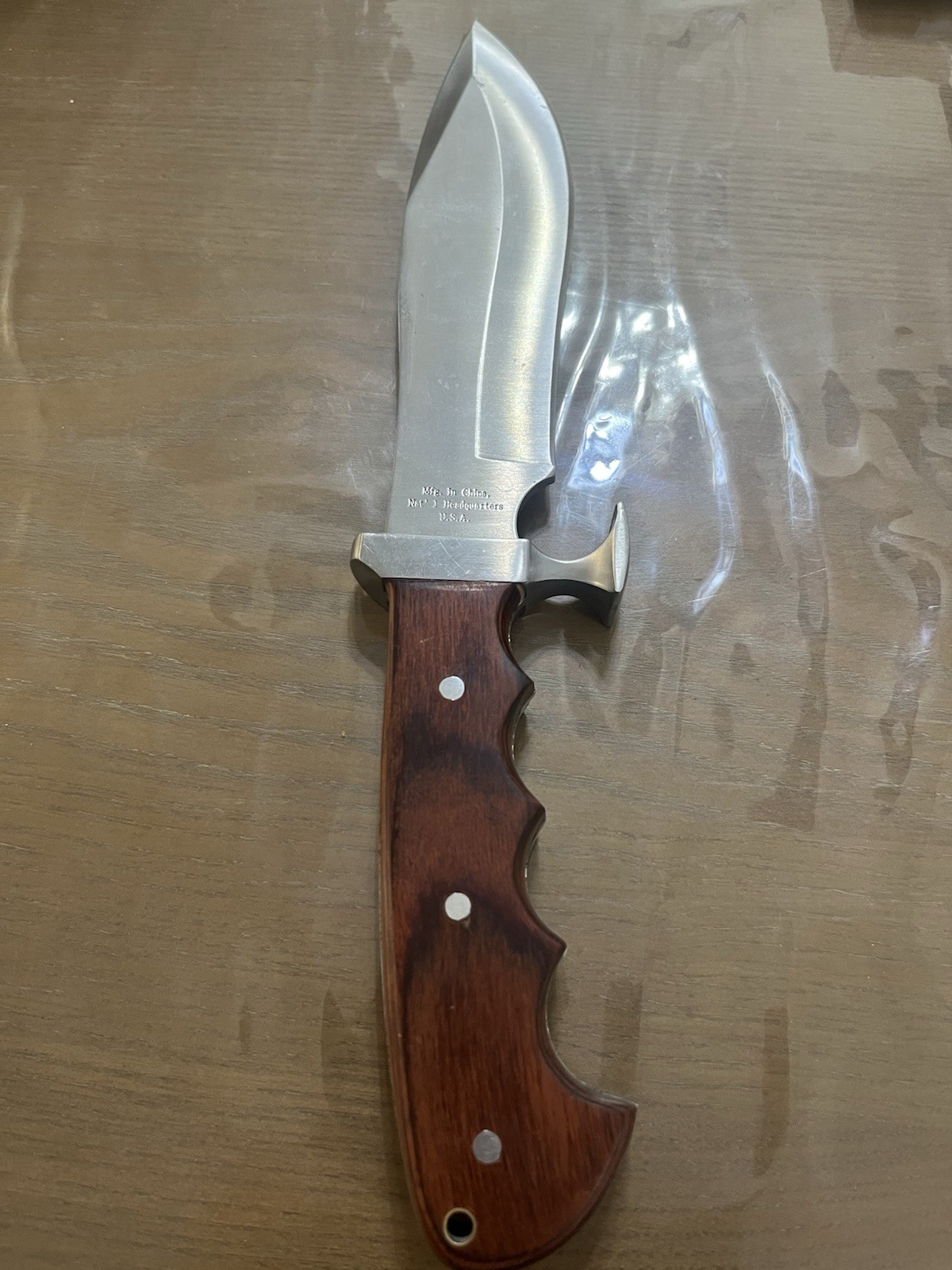 Maxam Stainless Steel Bowie Knife Over 5in Wood Handle Full Tang Clip Point