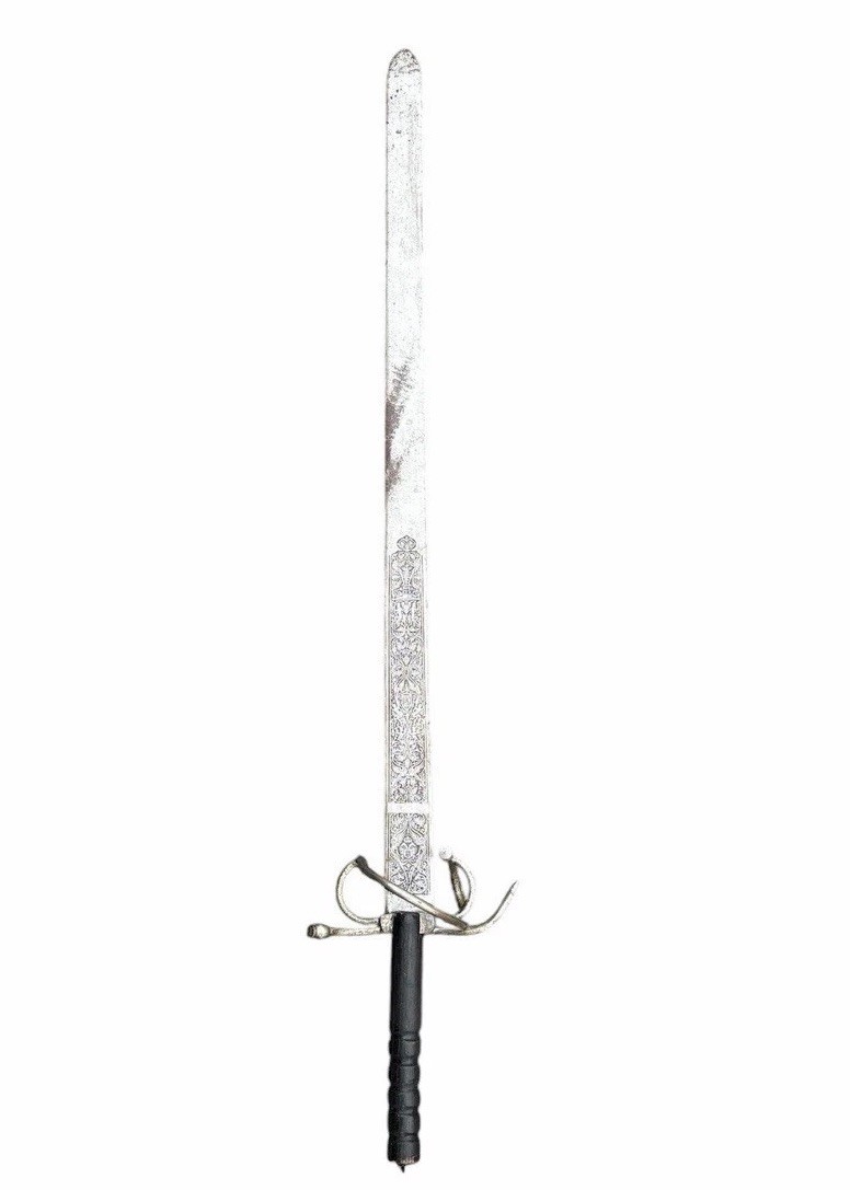 Vintage Toledo Spain Style Sword 44” Engraved Blade Decorative Rapier Medieval