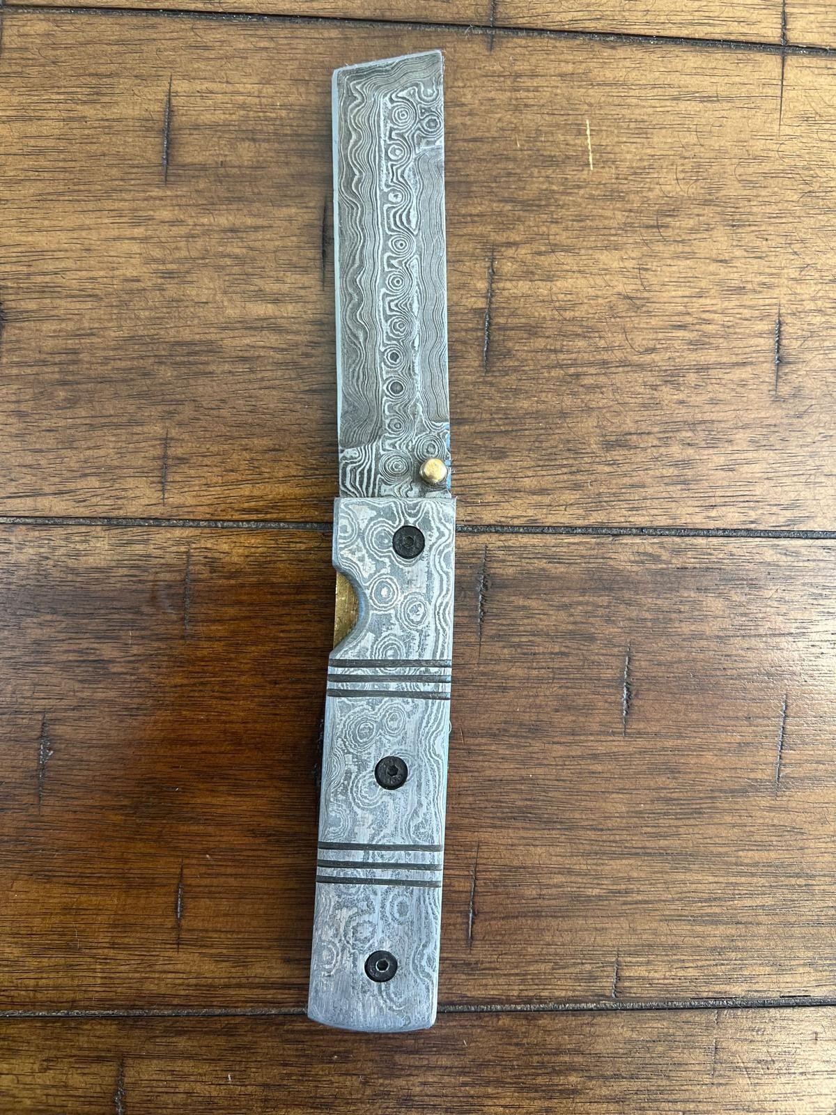 8″ CUSTOM HANDMADE DAMASCUS STEEL BALDE & HANDLE TANTO FOLDING KNIFE F11