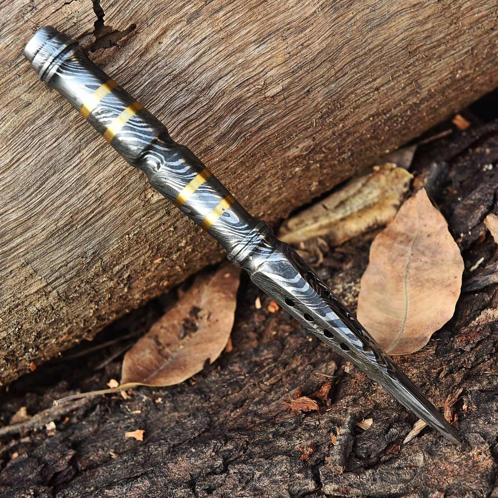 Handmade DAMASCUS STEEL Hunting Dagger Survival Boot KNIFE Full Tang Combat Tri