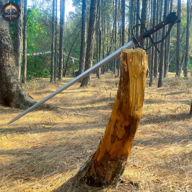 Custom Handmade Carbon Steel Exquisite Long Blade Sword| Hunting Sword Camping