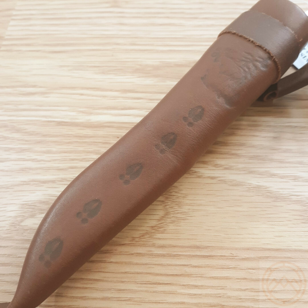 Wood Jewel Knife 3″ Carbon Steel Blade Curly Birch Handle w/Brown Leather Sheath