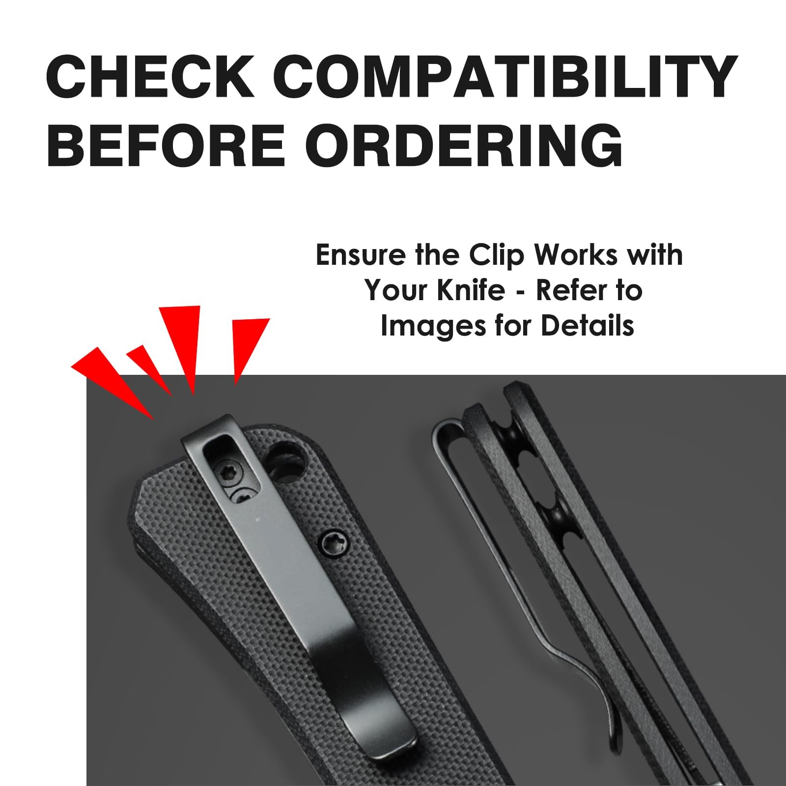 2 Pack Knife Pocket Clip Deep Carry Pocket Clip Replacement for EDC Knife Recess