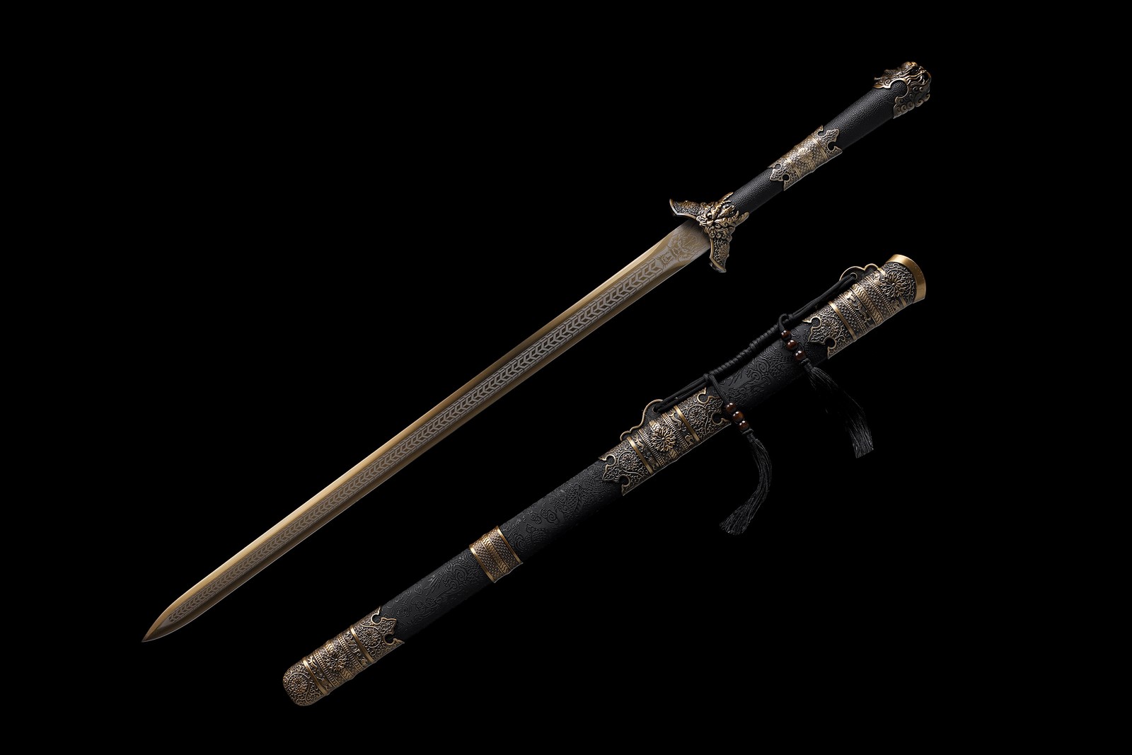 Functional Sharp Dragon Chinese KungFu Sword Tang Dao Broadsword Manganese Steel