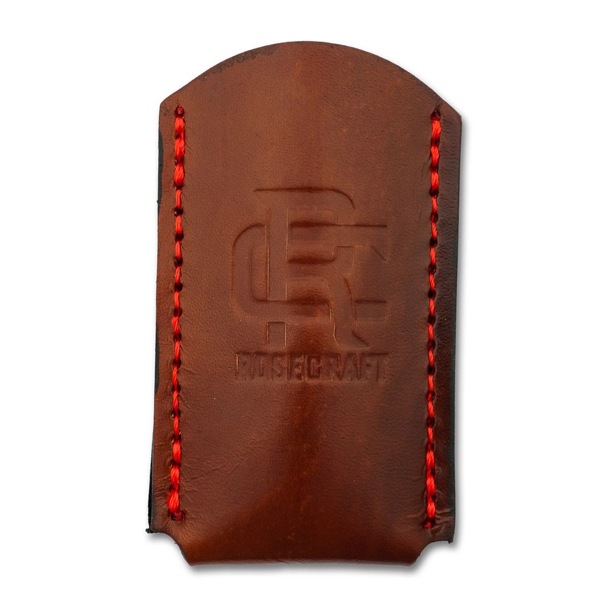 RoseCraft Blades RCXSLIP-M Medium Brown Leather Red Stitching Slip Pouch