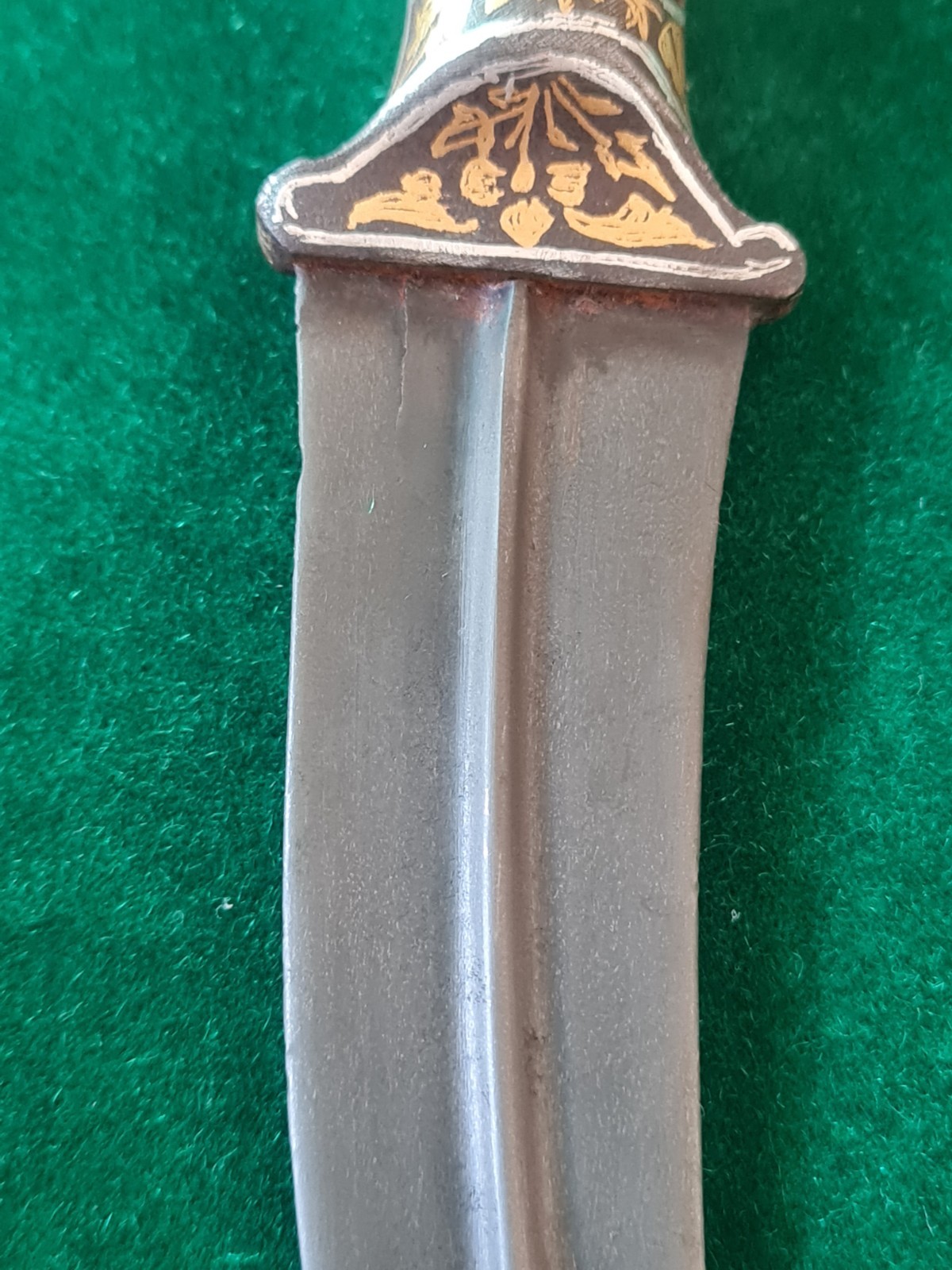 Rare Mughal Sikh tiger tooth wootz Gold damascened Khanda kard KNIFE khanjar