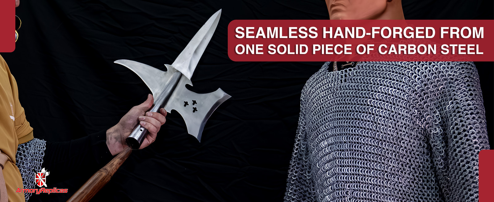 Medieval Halberd Head Carbon Steel Crusader Templar Spearhead Polearm Display