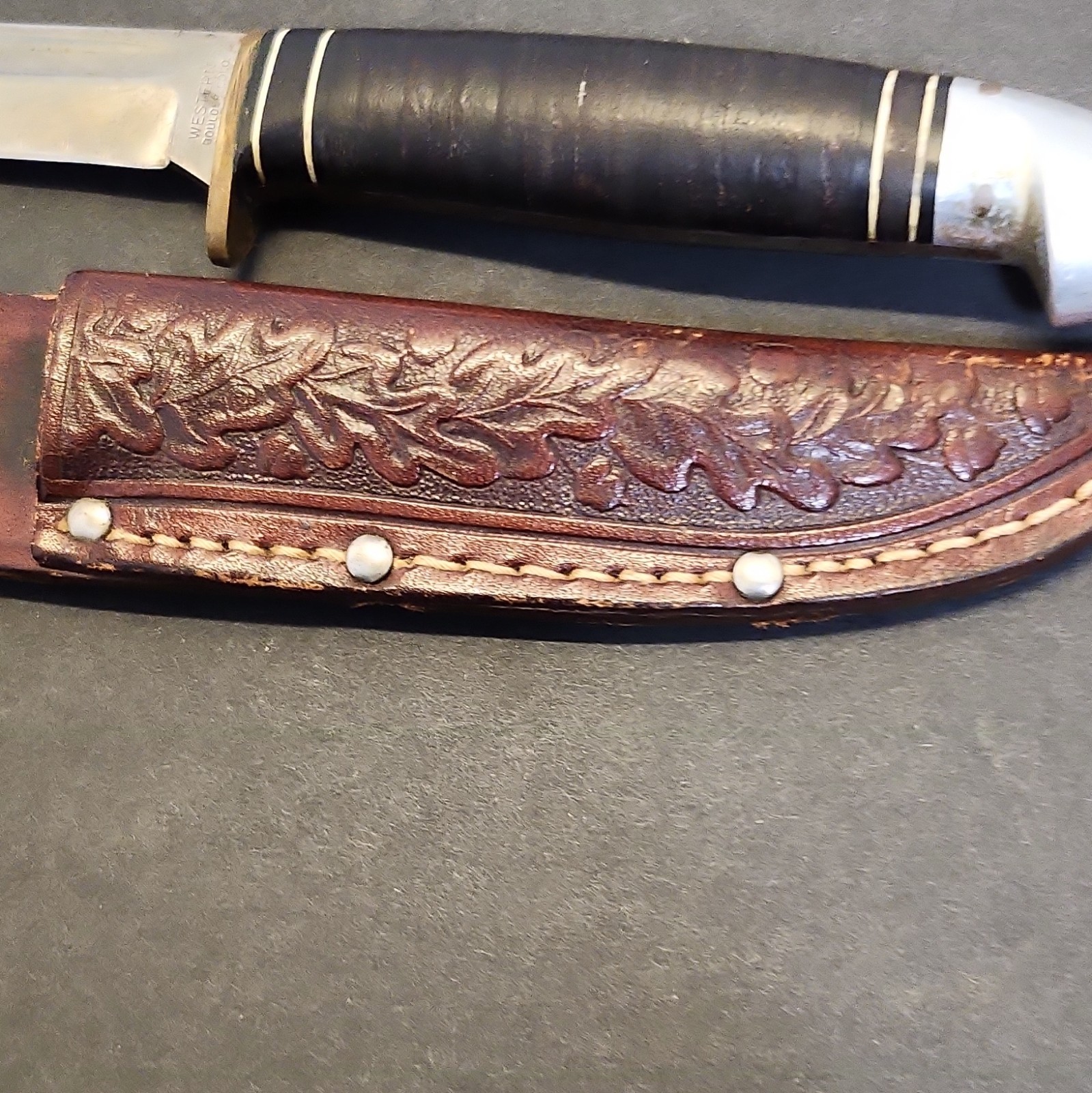 Western Vintage Hunting Fixed Blade Knife 4.1-5in Clip Point SS w/ Sheath