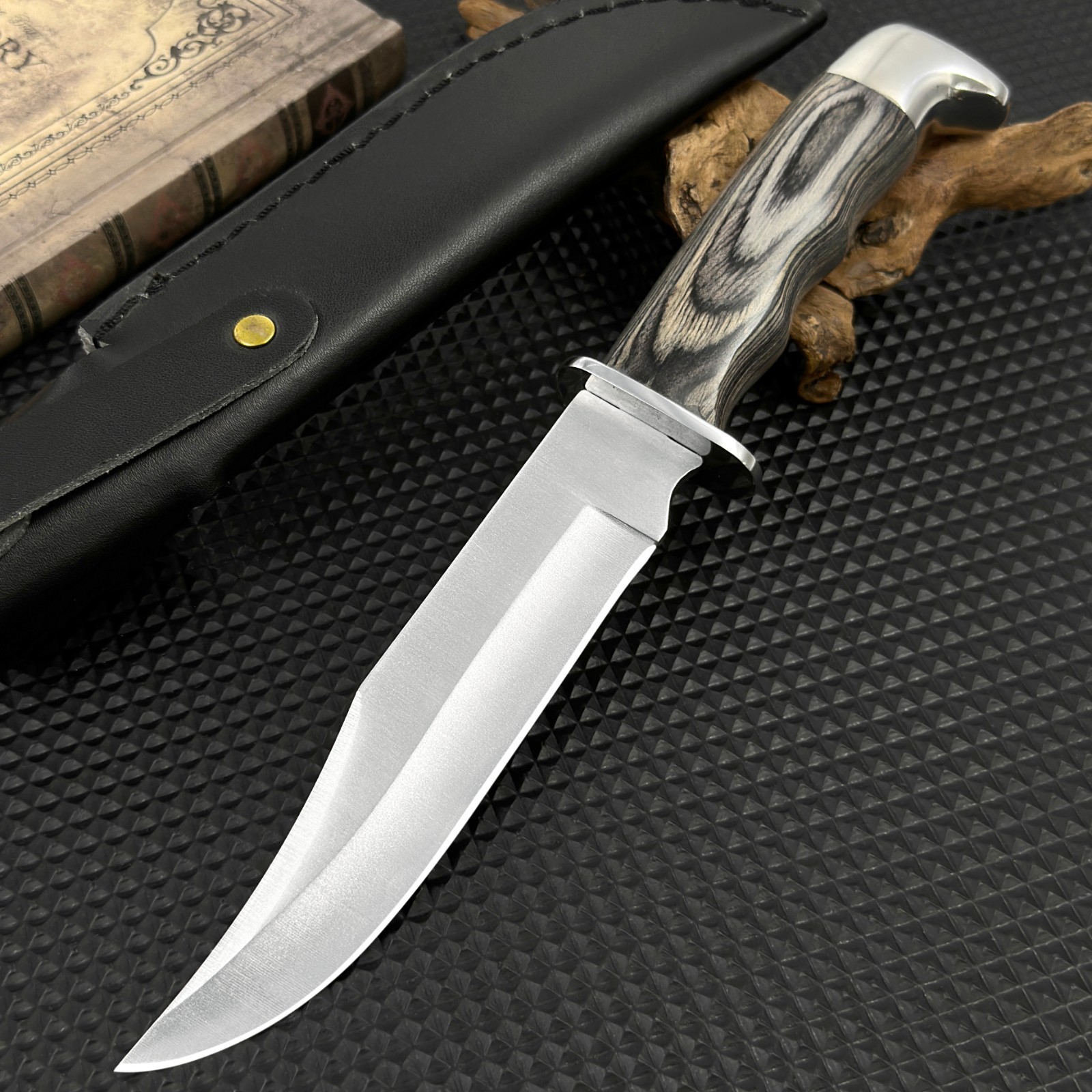 Lightweight Fixed Blade Knife Non-slip Grip Synthetic Leather Sheath